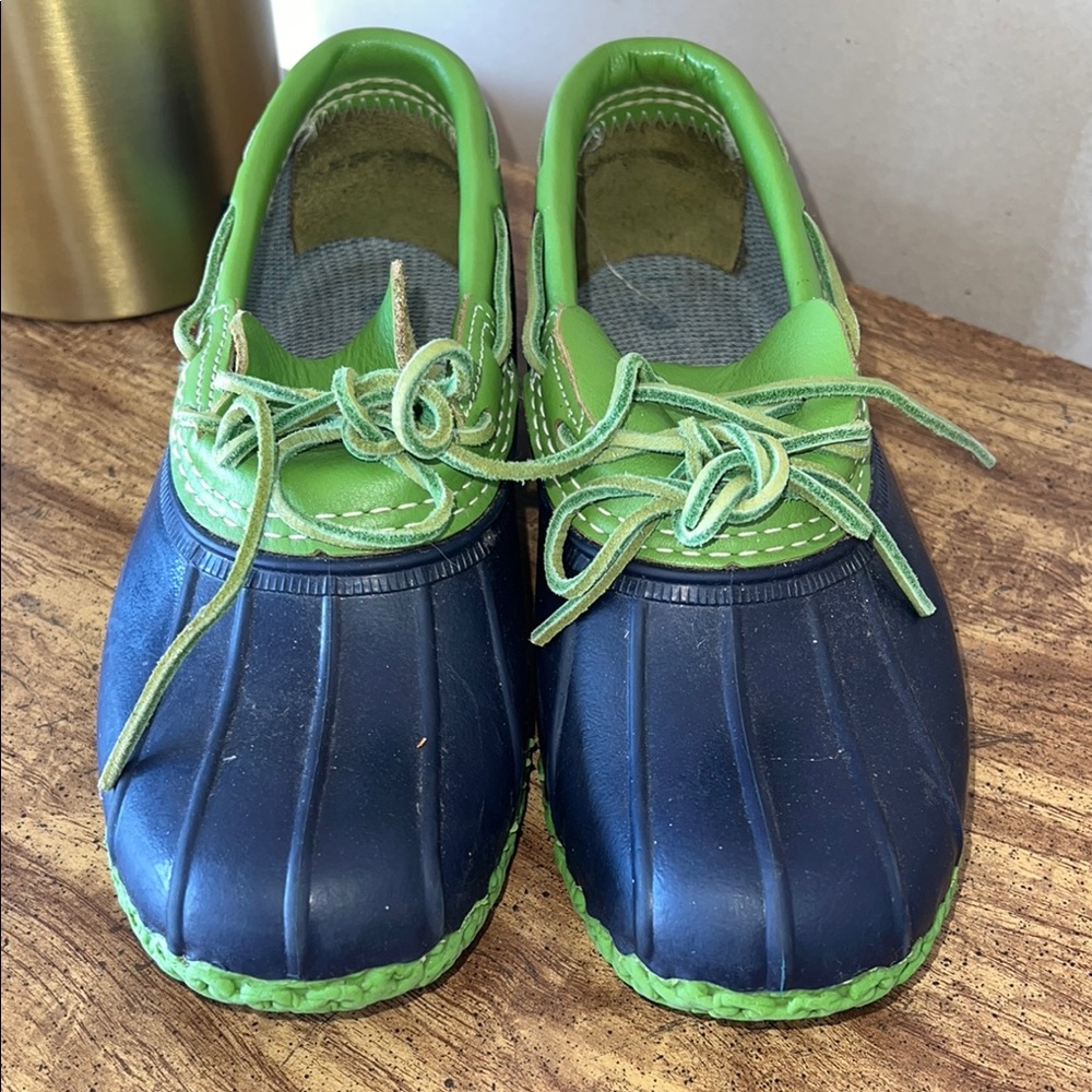 L.L. Bean Green and Blue Winter Rain Boots